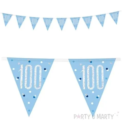 baner flagi 100 urodziny glitz holo niebieski unique 274 cm