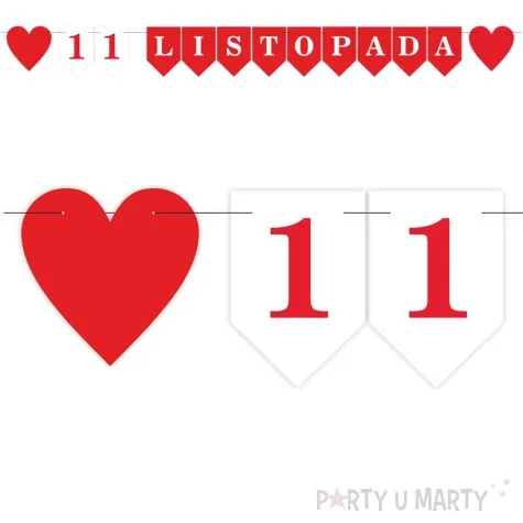 baner flagi 11 listopada serca czerwony 2 3 m