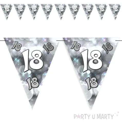 baner flagi 18 urodziny blyski szaro srebrne 3 6 m