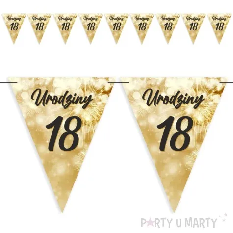baner flagi 18 urodziny fajerwerki zloto kremowe 3 6 m
