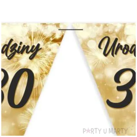baner flagi 30 urodziny fajerwerki zloto kremowe 3 6 m