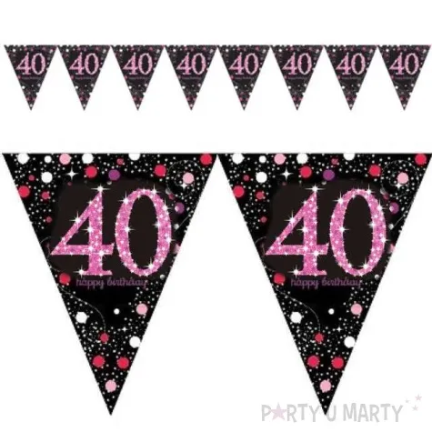 baner flagi 40 urodziny sparkling celebrations pink amscan 400 cm