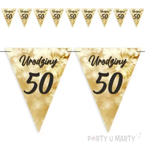 baner flagi 50 urodziny fajerwerki zloto kremowe 3 6 m
