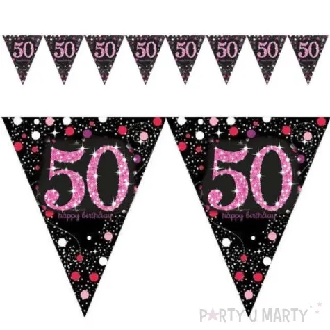 baner flagi 50 urodziny sparkling celebrations pink amscan 400 cm