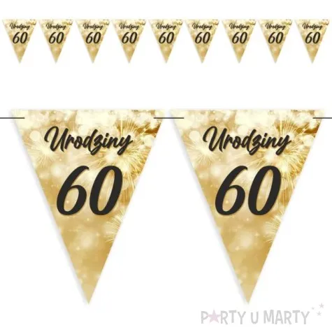 baner flagi 60 urodziny fajerwerki zloto kremowe 3 6 m