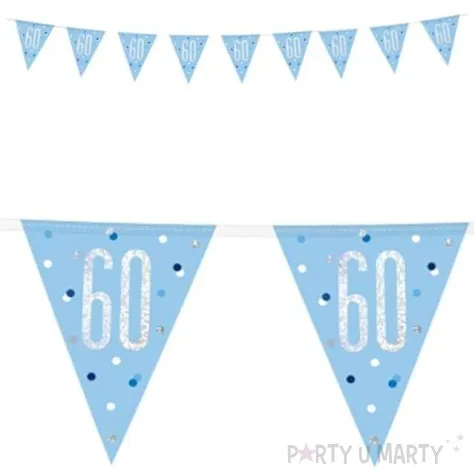 baner flagi 60 urodziny glitz holo niebieski unique 274 cm