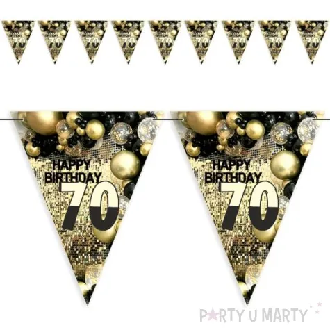 baner flagi 70 urodziny balony zloto kremowo czarne 3 6 m