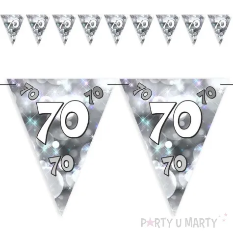 baner flagi 70 urodziny blyski szaro srebrne 3 6 m