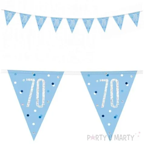 baner flagi 70 urodziny glitz holo niebieski unique 274 cm
