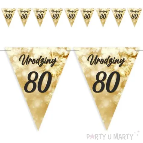 baner flagi 80 urodziny fajerwerki zloto kremowe 3 6 m