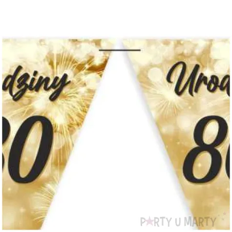 baner flagi 80 urodziny fajerwerki zloto kremowe 3 6 m