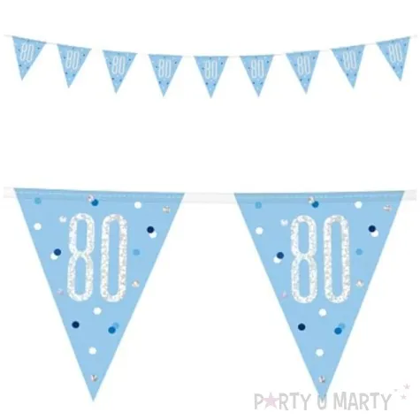 baner flagi 80 urodziny glitz holo niebieski unique 274 cm