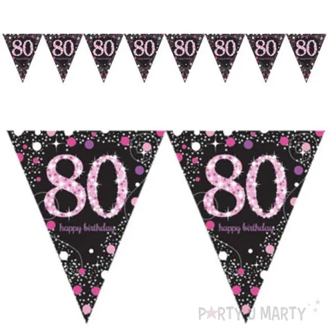 baner flagi 80 urodziny sparkling celebrations pink amscan 400 cm