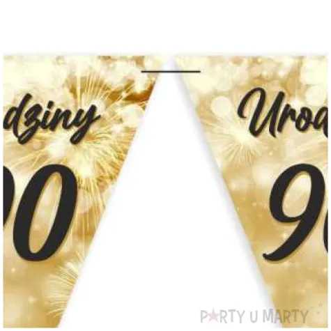 baner flagi 90 urodziny fajerwerki zloto kremowe 3 6 m