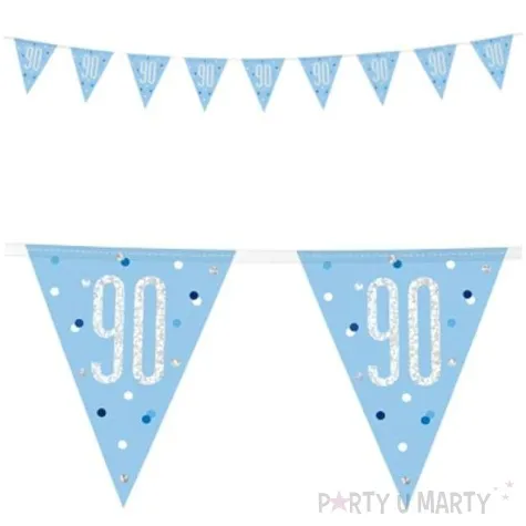baner flagi 90 urodziny glitz holo niebieski unique 274 cm