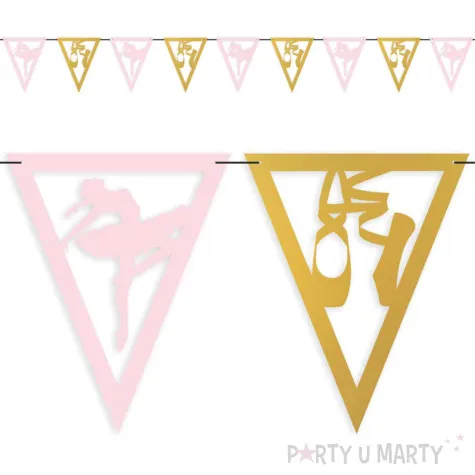 baner flagi baletnica i jej baletki rozowy zloty 3 6 m