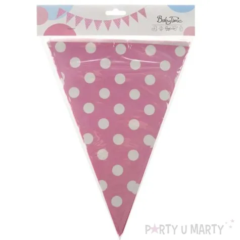 baner flagi biale grochy rozowy jasny arpex 220 cm