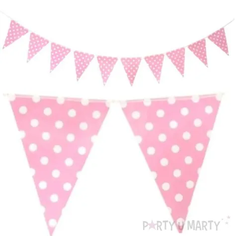 baner flagi biale grochy rozowy jasny arpex 220 cm