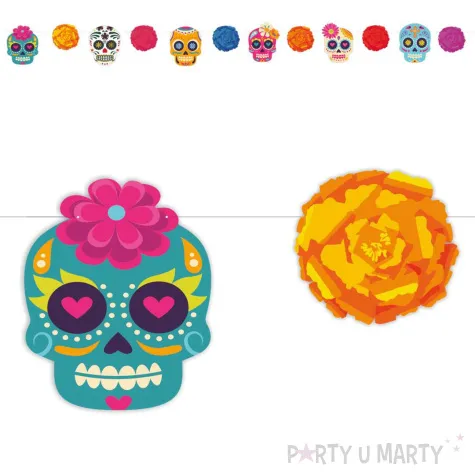 baner flagi dia de los muertos czaszki i kwiaty 3 5 m