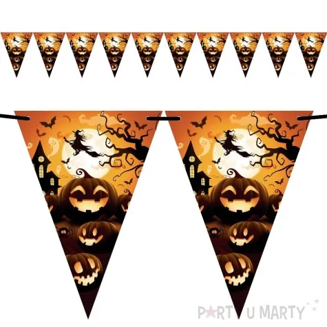 baner flagi dynie i czarownica halloween guirca 3 m