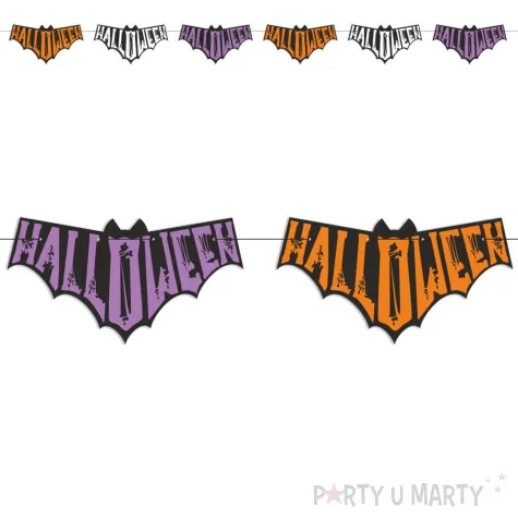 baner flagi halloween nietoperz czarno pomaranczowo fioletowy 2 5 m