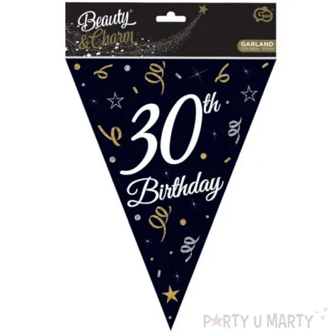 baner flagi happy birthday 30 urodziny b c czarny godan 270 cm