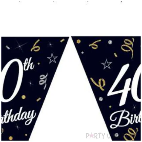 baner flagi happy birthday 40 urodziny b c czarny godan 270 cm