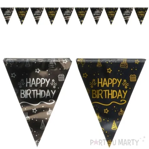 baner flagi happy birthday shining glam zloto srebrny folat 4 m