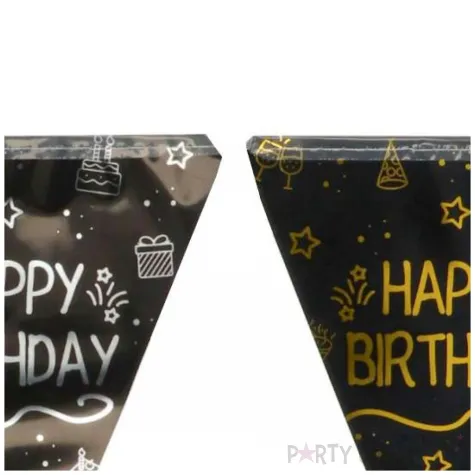 baner flagi happy birthday shining glam zloto srebrny folat 4 m