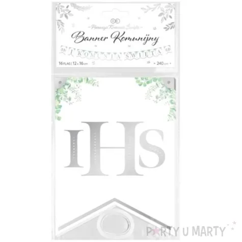 baner flagi komunia swieta ihs eukaliptus srebrny 240 cm partypal