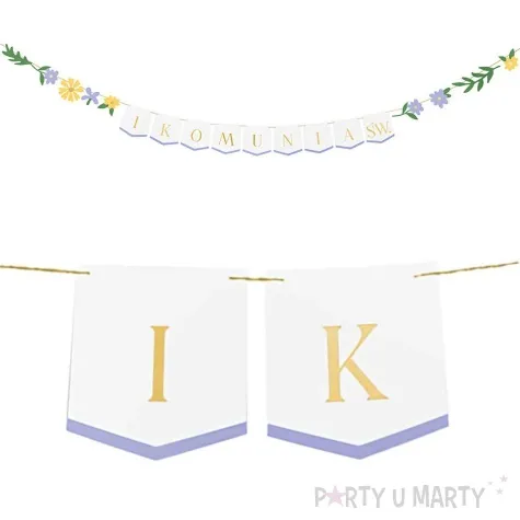 baner flagi komunia swieta z kwiatami partydeco 3m