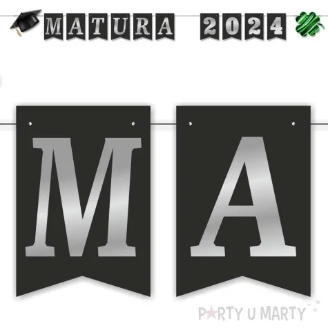 baner flagi matura 2024 czarno srebrny diy 2 5 m