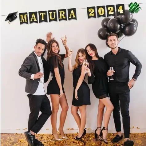 baner flagi matura 2024 czarno zloty diy 2 5 m