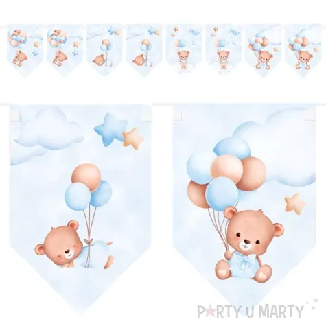 baner flagi misie z balonikami blekitny congee 500 cm