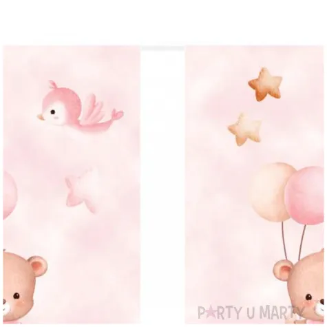 baner flagi misie z balonikami rozowy jasny congee 5 m