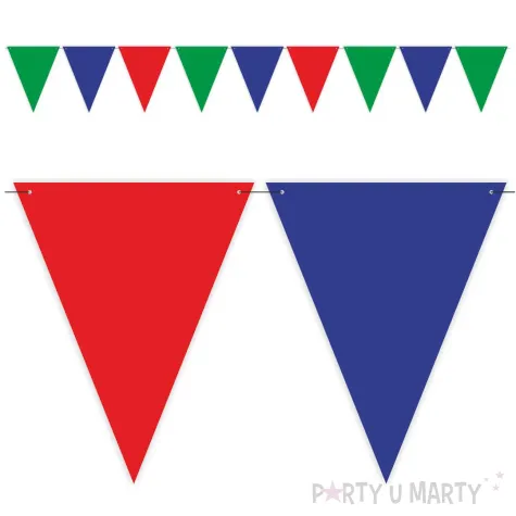 baner flagi party w trzech kolorach czerwono granatowo zielony 3 6 m