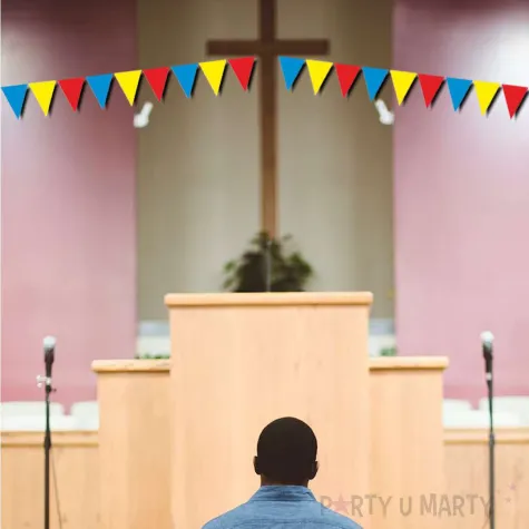 baner flagi party w trzech kolorach zolto czerwono niebieskie 3 6 m