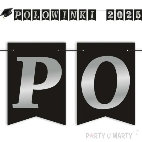 baner flagi polowinki 2025 czarno srebrny 2 5 m