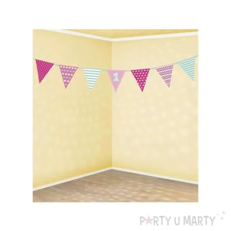 baner flagi roczek rozowy partydeco 135 cm