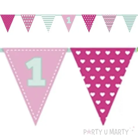 baner flagi roczek rozowy partydeco 135 cm