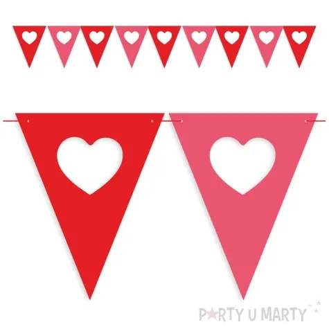 baner flagi serca rozowo czerwone diy 3 6 m