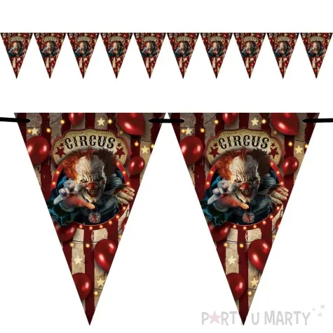 baner flagi straszny klaun halloween guirca 3 m