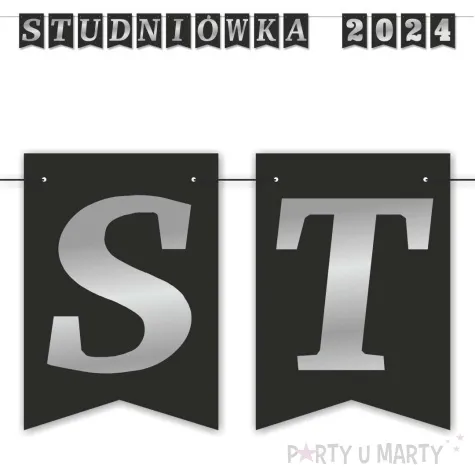 baner flagi studniowka 2024 czarno srebrny diy 2 5 m