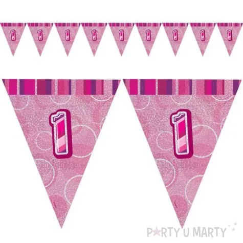 baner flagi urodziny 1 glitz pink rozowy 2 7 m