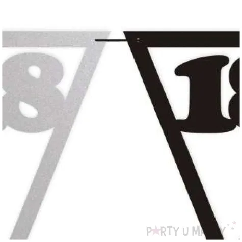baner flagi urodziny 18 czarno srebrny 3 6 m