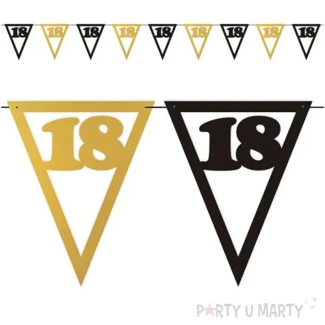 baner flagi urodziny 18 czarno zloty 3 6 m