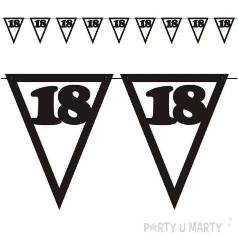 baner flagi urodziny 18 czarny 3 6 m