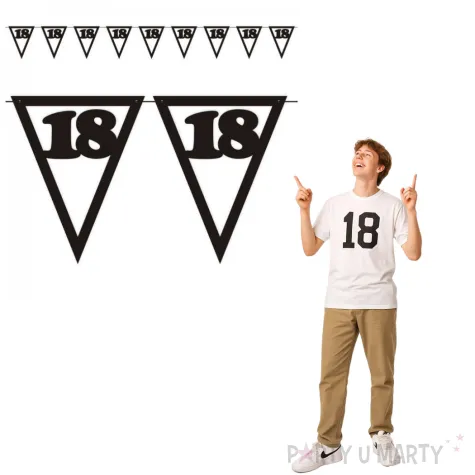 baner flagi urodziny 18 czarny 3 6 m