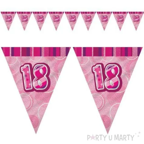 baner flagi urodziny 18 glitz pink rozowy 2 74 m