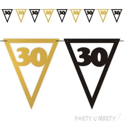baner flagi urodziny 30 czarno zloty 3 6 m